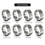 font options for inside engraving on silver jog cue rings