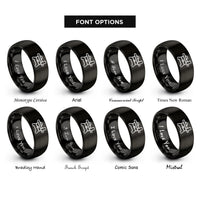 font options for inside engraving on black jointer rings