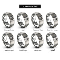 font options for inside engraving on silver jointer rings