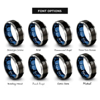 font options for inside engraving on black & blue & silver jolly roger rings