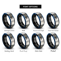 font options for inside engraving on black & blue & silver jolly roger rings