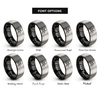 font options for inside engraving on black & silver jolly roger rings
