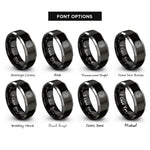 font options for inside engraving on black & gray josephine love knot rings