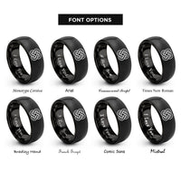 font options for inside engraving on black josephine love knot rings