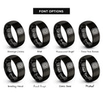 font options for inside engraving on black josephine love knot rings