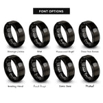 font options for inside engraving on black josephine love knot rings
