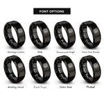 font options for inside engraving on black josephine love knot rings