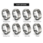 font options for inside engraving on gray josephine love knot rings