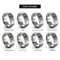 font options for inside engraving on gray josephine love knot rings
