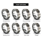 font options for inside engraving on gray josephine love knot rings