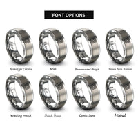 font options for inside engraving on gray josephine love knot rings