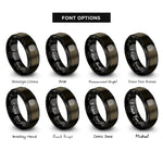 font options for inside engraving on gunmetal & black josephine love knot rings
