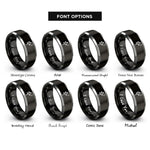 font options for inside engraving on black & gray joshua moon rings