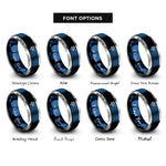 font options for inside engraving on blue & grey joshua moon rings