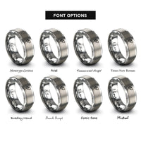 font options for inside engraving on grey joshua moon rings