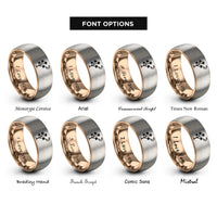 font options for inside engraving on rose gold & gray joshua moon rings
