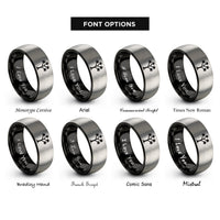 font options for inside engraving on black & silver joshua tree silhouette rings