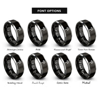 font options for inside engraving on black & gray joshua tree silhouette rings