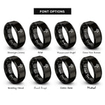 font options for inside engraving on black joshua tree silhouette rings