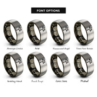 font options for inside engraving on gunmetal & gray joshua tree silhouette rings