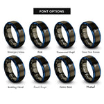 font options for inside engraving on gunmetal & blue joystick rings