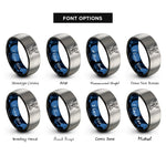 font options for inside engraving on black & blue & gray judgement rings