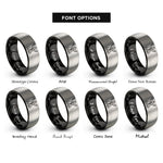 font options for inside engraving on black & silver judgement rings