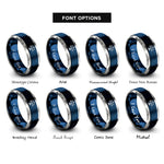 font options for inside engraving on blue & silver judgement rings