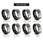 font options for inside engraving on black & gray judges gavel rings