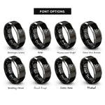 font options for inside engraving on black & silver judges gavel rings