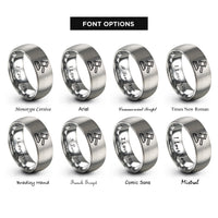 font options for inside engraving on grey judges gavel rings