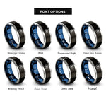 font options for inside engraving on black & blue & gray judo kanji circle rings