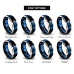 font options for inside engraving on blue & silver judo kanji circle rings