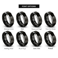 font options for inside engraving on black & gray julia set rings