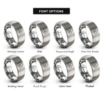 font options for inside engraving on silver julia set rings