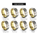 font options for inside engraving on gold & grey july larkspur rings