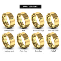 font options for inside engraving on gold july larkspur rings