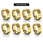 font options for inside engraving on gold july larkspur rings