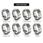 font options for inside engraving on silver july larkspur rings
