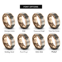 font options for inside engraving on rose gold july larkspur rings
