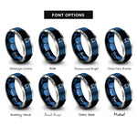 font options for inside engraving on blue & gray jump rope coiled rings