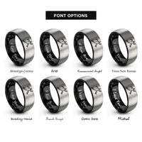 font options for inside engraving on black & grey jump silhouette rings