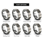font options for inside engraving on gray jump silhouette rings