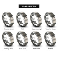 font options for inside engraving on grey jumper cables rings