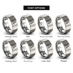font options for inside engraving on grey junk rig wave rings