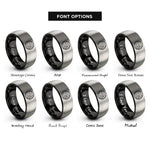 font options for inside engraving on black & silver jupiter rings