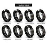 font options for inside engraving on black & grey jupiter rings