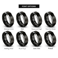 font options for inside engraving on black & grey jupiter rings