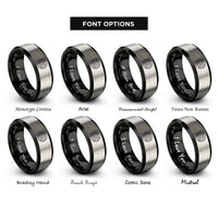 font options for inside engraving on black & grey jupiter rings