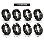 font options for inside engraving on black & grey jupiter rings